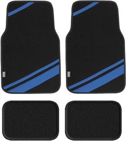 img 4 attached to FH Group F14501BLUE Universal Fit Carpet Floor Mats Full Set (With Faux Leather For Cars