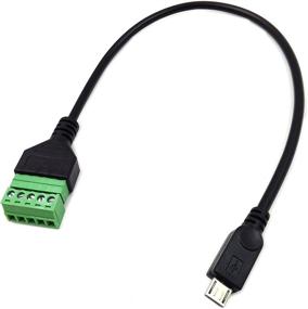 img 4 attached to Poyiccot Micro USB Screw Terminal Block Connector, Type Adapter Cable 30cm - Pluggable Male to 5 Pin/Way Female Bolt Screw Shield Terminals (Micro USB Male)