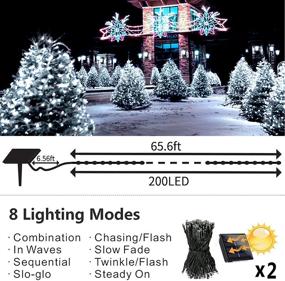 img 1 attached to Solar Christmas Lights Outdoor 2-Pack Each 72Ft 200 LED 8 Modes Extra-Long Waterproof Green Wire Solar Powered Twinkle Fairy String Lights For Yard Garden Tree Christmas Party Decoration (Cool White)