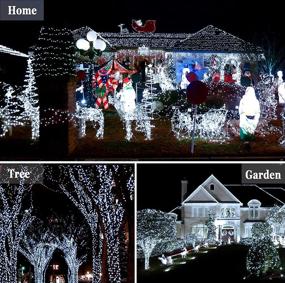 img 3 attached to Solar Christmas Lights Outdoor 2-Pack Each 72Ft 200 LED 8 Modes Extra-Long Waterproof Green Wire Solar Powered Twinkle Fairy String Lights For Yard Garden Tree Christmas Party Decoration (Cool White)