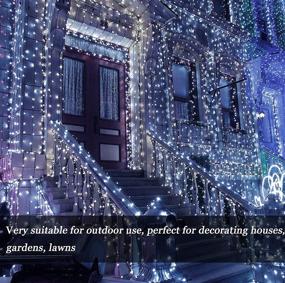 img 2 attached to Solar Christmas Lights Outdoor 2-Pack Each 72Ft 200 LED 8 Modes Extra-Long Waterproof Green Wire Solar Powered Twinkle Fairy String Lights For Yard Garden Tree Christmas Party Decoration (Cool White)