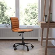 🪑 flash furniture office task chair - brown vinyl - black frame - armless - ribbed back and seat - stylish low back design for comfortable workspaces logo