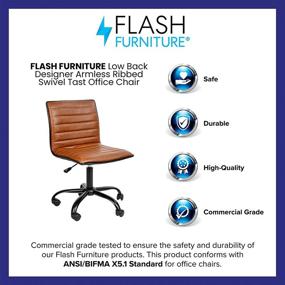 img 1 attached to 🪑 Flash Furniture Office Task Chair - Brown Vinyl - Black Frame - Armless - Ribbed Back and Seat - Stylish Low Back Design for Comfortable Workspaces