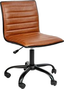 img 3 attached to 🪑 Flash Furniture Office Task Chair - Brown Vinyl - Black Frame - Armless - Ribbed Back and Seat - Stylish Low Back Design for Comfortable Workspaces