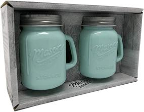 img 3 attached to 🥛 Milk Glass Green Mason Jar Salt and Pepper Shaker Set: Stylish and Functional Addition to your Kitchen