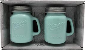 img 4 attached to 🥛 Milk Glass Green Mason Jar Salt and Pepper Shaker Set: Stylish and Functional Addition to your Kitchen