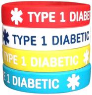 🔵 kids teens diabetes type 1 silicone bracelets 6.3 inches - pack of 4 logo