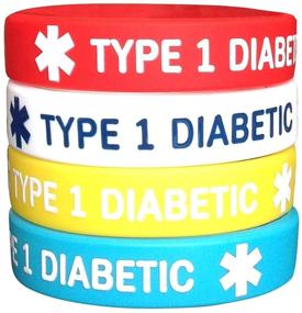 img 2 attached to 🔵 Kids Teens Diabetes Type 1 Silicone Bracelets 6.3 inches - Pack of 4