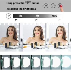 img 2 attached to 💄 Zdorzi Vanity Mirror Makeup Mirror: Hollywood Lighted with 15 Dimmable LED Bulbs, 3 Color Modes, Touch Control – Perfect for Dressing Room & Bedroom, Tabletop or Wall-Mounted (23in)