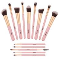 yuwaku premium synthetic 14pcs kabuki makeup brush set - pink, 💄 ideal for foundation, powder, concealers, blush, eyeliner, eye shadows - complete cosmetic kit logo