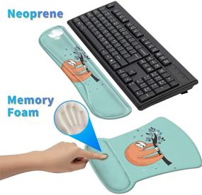 img 1 attached to Dikoer Ergonomic Mouse Pad with Wrist Support, Gel Mouse Pads and Upgraded Keyboard Wrist Rest Pad Set, Non-Slip PU Base Mouse Mat for Office, Gaming, and Home - Brown Sloth Design