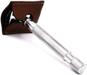 img 2 attached to 🪒 Parker's Genuine Leather Double Edge Safety Razor Protective Sheath/Travel Cover - Saddle Brown