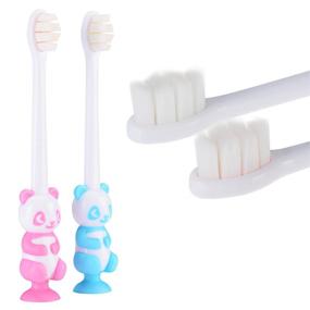 img 4 attached to MLFUTURE Kids Toothbrush - Ultra Soft-bristled Toothbrush with Micro Nano 12000 Floss Bristle, BPA Free, Suction Cup for Fun Storage - Boys and Girls Toddler Toothbrush (2pcskt)