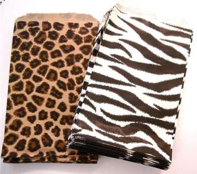 img 1 attached to 🛍️ 100 Pack of 4x6 Inch Small Paper Bags - 50 Cheetah Leopard and 50 Zebra Animal Print Party Retail Gift Holiday Wrap Wrapping Sacks