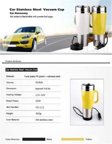 img 3 attached to 🥤 ANKOMINA 450ml Vacuum Insulated Stainless Steel Travel Mug with Electric Kettle and Car Charger - DC12V Heating Cup for On-the-Go Hot Beverages