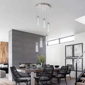 img 1 attached to 🔆 Enhance Your Space with Votag Modern Pendant Lighting: Satin Nickel 6-Light Fixture with Dimmable LED Bulbs and Premium Bubble Crystals – Perfect for Kitchen, Dining Room, Living Room, and Restaurant (6000K Cool White)