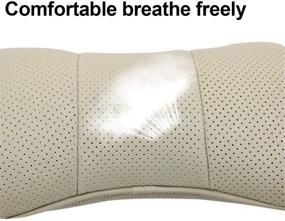 img 3 attached to Auto Sport Fit Buick Seat Pillow Car Seat Cushion Neck Support Pillow Leather Bone-Shaped Neck Head Support Headrest Pillow Cushion Pad For Driving Relax (2PCS Beige)