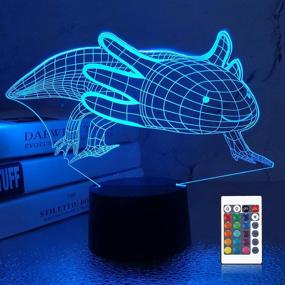 img 4 attached to 🌙 Ночная лампа Axolotl - 3D иллюзия лампы мексиканской саламандры для детей, смена 16 цветов с пультом, украшение спальни для мальчиков и девочек - идеальный рождественский, новогодний и день рождения подарок