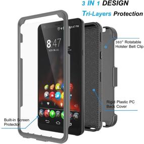 img 3 attached to NJJEX LG Stylo 4 Case with Holster Clip - Shockproof Heavy Duty Protection with Built-in Screen Protector and Swivel Belt Clip - Kickstand Hard Phone Cover for LG Stylo 4 Plus [Grey]