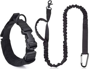 img 4 attached to 🐾 Lukovee Tactical Dog Collar and Leash Set - Adjustable Military Training Nylon Collar and Heavy Duty Bungee Leash with Soft Control Handles for Daily Walks of Small, Medium, and Large Dogs