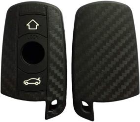 img 1 attached to Royalfox(TM) Silicone Carbon Fiber Remote Key Fob Case Cover For BMW 3 5 6 Series