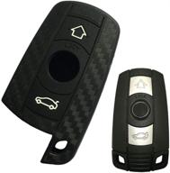 royalfox(tm) silicone carbon fiber remote key fob case cover for bmw 3 5 6 series logo