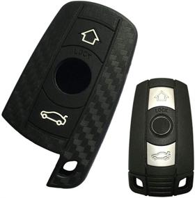 img 4 attached to Royalfox(TM) Silicone Carbon Fiber Remote Key Fob Case Cover For BMW 3 5 6 Series