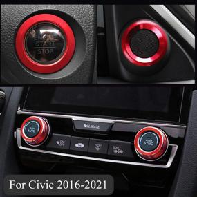 img 4 attached to 🔑 Engine Start Ignition AC Climate Knob Ring Sticker Compatible with Honda Civic - TopDall Audio Speaker