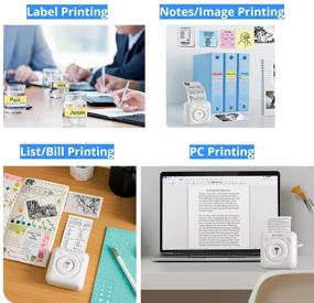 img 2 attached to 🖨️ Compact Bluetooth Thermal Photo Printer for Android iOS Window - Mini Wireless Picture Label Receipt Memo Printer (White, 203DPI)