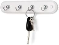 spectrum small 4-hook key rack in chrome silver/white steel/wood, 8-1/2 inches in length, 1 pack логотип