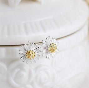 img 2 attached to 🌼 Daisy Stud Earrings: Elegant 925 Sterling Silver Flower Earrings for Women and Girls