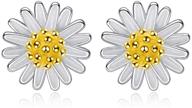 🌼 daisy stud earrings: elegant 925 sterling silver flower earrings for women and girls logo