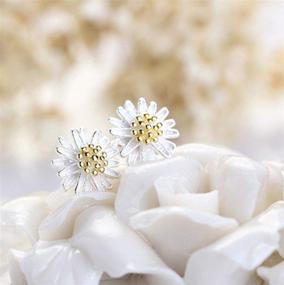 img 1 attached to 🌼 Daisy Stud Earrings: Elegant 925 Sterling Silver Flower Earrings for Women and Girls