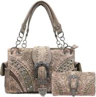 👜 stylish justin west clydesdale women's handbag with tooled leather, metal studs, and concealed carry option logo