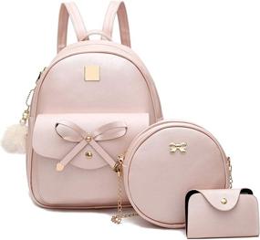 img 4 attached to Bowknot 3 Pieces Backpack Rucksack Shoulder Women's Handbags & Wallets for Fashion Backpacks