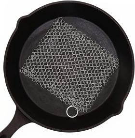 img 4 attached to 🧼 BabriInta 6 Inch Stainless Steel Scrubber: The Ultimate Chainmail Scrubber for Cast Iron Pans and Household Cleaning