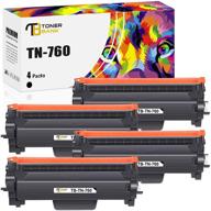 4-pack toner bank compatible replacement for brother tn760 tn-760 tn730 tn-730 black toner cartridge for mfc-l2710dw dcp-l2550dw hl-l2350dw hl-l2390dw mfc-l2750dw hl-l2395dw hl-l2370dw printer ink logo