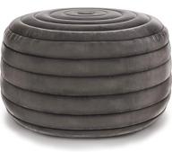 🪑 contemporary grey velvet vivienne round pouf by simplihome - upholstered footstool for living room and family room logo