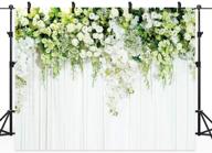 riyidecor white green rose floral wall backdrop - bridal wedding photography background for reception ceremony, 10wx8h feet - decoration props for party photo shoots, vinyl cloth dessert theme logo