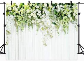 img 4 attached to Riyidecor White Green Rose Floral Wall Backdrop - Bridal Wedding Photography Background for Reception Ceremony, 10Wx8H Feet - Decoration Props for Party Photo Shoots, Vinyl Cloth Dessert Theme