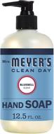 жидкое мыло для рук mrs. meyer's clean day, без жестокости и биоразлагаемое, с эфирными маслами, аромат колокольчика, 12,5 унций - упаковка из 3 шт. логотип