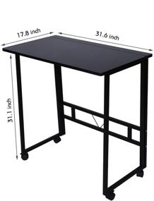 img 3 attached to 🖥️ Folding Writing Desk with Rolling Wheels - Laptop Notebook Computer Desk by Poarmeey (Black)