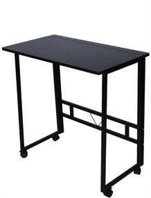 img 4 attached to 🖥️ Folding Writing Desk with Rolling Wheels - Laptop Notebook Computer Desk by Poarmeey (Black)