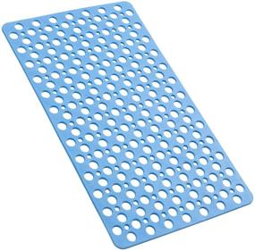 img 4 attached to 🛁 YINENN Non-Slip Bathtub Mat with Suction Cups, TPE Shower Mat, Phthalate Latex-Free, Machine Washable Bath Mat for Tub, Soft Bathroom Mat with Drain Holes - 30 x 17 Inches (Light Blue)