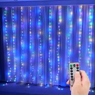 🌟 enhance your bedroom decor with curtain string lights: usb plug, multi color, 10 string lights, 300 pcs led, 9.84x9.84ft логотип