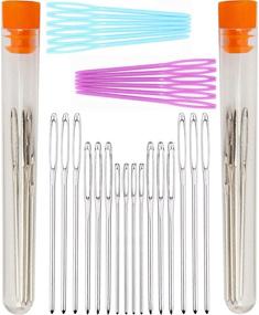 img 4 attached to 🧵 Large Eye Blunt Needles - LeBeila Steel Yarn Thread Knitting Needle Set, Large-Eye Sewing Needles for Crochet, Darning, Beading, Quilting, Weaving, Tapestry Crafts – 18pcs Metal + 12pcs Plastic (2 Pack, Silver)