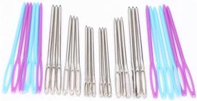 img 1 attached to 🧵 Large Eye Blunt Needles - LeBeila Steel Yarn Thread Knitting Needle Set, Large-Eye Sewing Needles for Crochet, Darning, Beading, Quilting, Weaving, Tapestry Crafts – 18pcs Metal + 12pcs Plastic (2 Pack, Silver)
