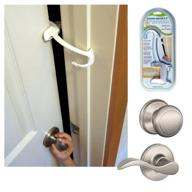 🚪 childproof door lock & pinch guard by door monkey - for door knobs & lever handles - easy installation - no tools or tape needed - baby safety lock for kids - portable & effective for pets logo