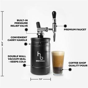 img 2 attached to ☕️HB Brewing Nitro Cold Brew Coffee Maker - Двойная стенка с вакуумным герметичным уплотнением - Хранит жидкость холодной 24 часа - Набор для домашнего мини-диспенсера кегляной системы.