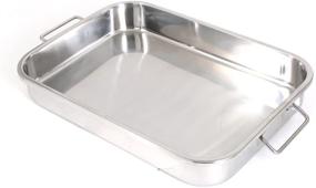 img 3 attached to 🍗 Efficient Stainless Steel Roasting Pan with Rack and Foldable Handles for Easy Storage - ExcelSteel Multiuse, 16.5 inch